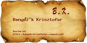 Benyák Krisztofer névjegykártya